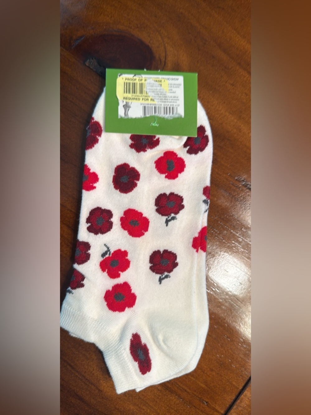 Kate Spade Cream Floral Ankle Socks with Red Poppies